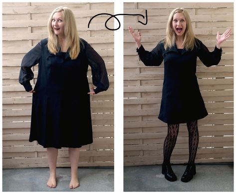 Make that fab vintage find fit perfectly with my quick how-to: Shrink That Dress: a DIY Tailoring Tutorial Diy Dress Makeover, Diy Tailoring, How To Shrink Clothes, Upcycle Clothing, Diy Clothes Refashion, Big Dresses, Diy Clothes Videos, Upcycle Sewing, Dress Alterations