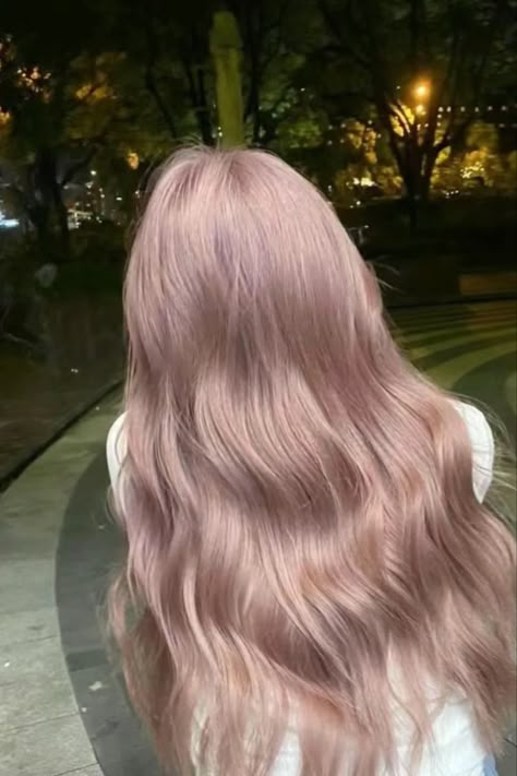 Dusty Rose Blonde Hair, Dusty Hair Color, Dust Pink Hair, Cool Tone Pink Hair, Pink Hair Streaks Blonde, Cool Toned Pink Hair, Smoky Pink Hair, Platinum Pink Hair, Light Peach Hair