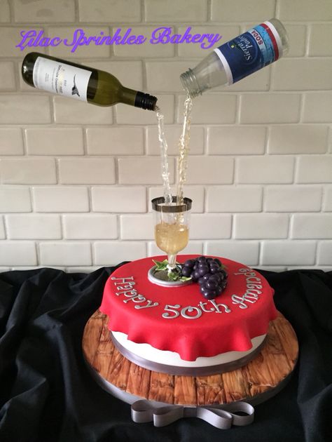 White Wine Spritzer Gravity Cake Red Wine Cake, Prosecco Cake, Wine Splash, Wine Pasta, White Wine Spritzer, Wine Cake, Wine Spritzer, Gravity Defying Cake, Gravity Cake