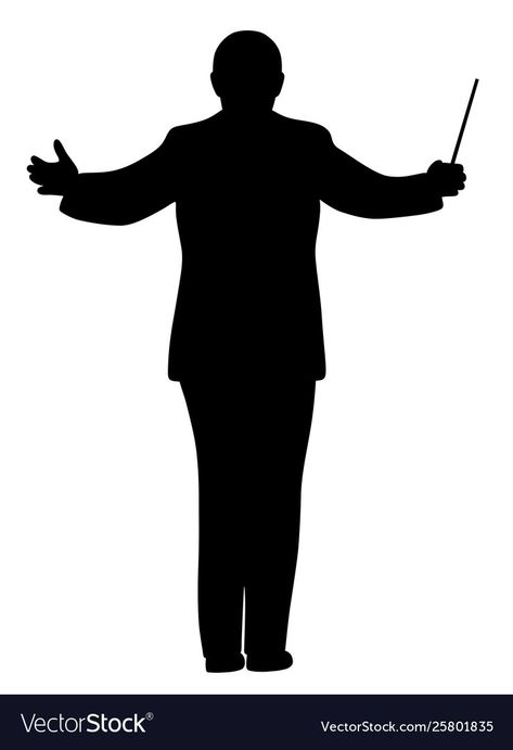 Music conductor Royalty Free Vector Image - VectorStock Conductor Silhouette, Conductor Drawing, Music Conductor, Musical Symbols, Choir Director, Cast Art, African Art Paintings, Silhouette Photos, Symphony Orchestra