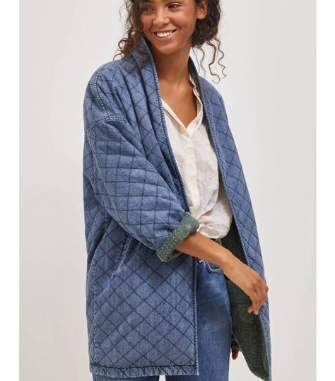 Current Air Bobbie Reversible Quilted Denim Jacket Quilted Denim Jacket, Quilted Kimono, Printed Kimono Jacket, Anthropologie Holiday, Chill Style, Quilted Denim, Holiday Wishlist, Longline Jacket, Endless Opportunities