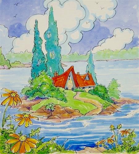 Lofi Pictures, Alida Akers, Relaxing Wallpapers, Art Deco Cottage, Cottage Illustration, Fairytale Houses, Mushroom Houses, Vintage Storybook, Cottage Prints