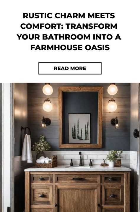 Unwind in rustic comfort! Discover how to transform your bathroom into a charming and cozy farmhouse retreat. Warm Neutral Bathroom Ideas, Modern Rustic Bathroom Ideas, Small Ensuite Ideas, Country Chic Bathroom, Industrial Farmhouse Bathroom, Farmhouse Bathroom Mirrors, Charming Bathroom, Small Ensuite, Small Full Bathroom