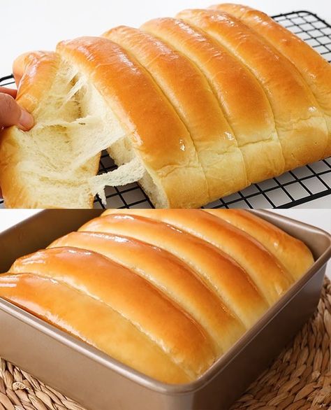 Cloud-Soft Condensed Milk Bread - Friendlywell Biscuits Cinnamon Rolls, Condensed Milk Bread, Milk Bread Recipe, Fluffy Bread, Fluffy Dinner Rolls, Bread Recipes Easy, Baked Peach, Bread Soft, Soft Bread