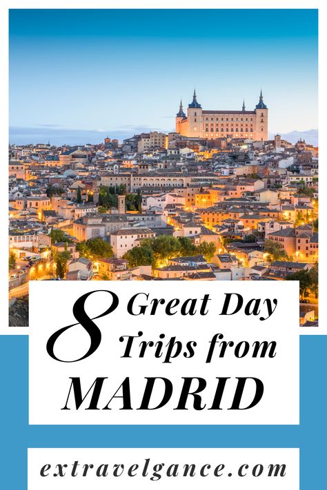 Taking day trips from Madrid provide a great way to better experience the beauty of Spain. Here are 8 of our favorite destinations! Day Trips From Madrid Spain, Day Trips From Madrid, Spanish Towns, Crazy Chicken, Public Bath, City Limits, Medieval Town, San Lorenzo, Group Tours