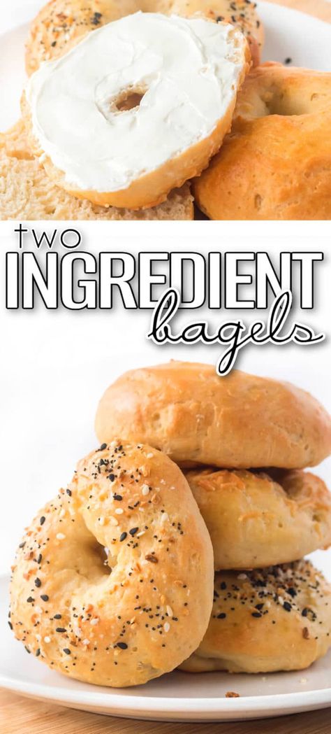 Two Ingredient Bagels, Cinnamon Rolls Christmas, 2 Ingredient Bagels, Bagel Dip, 2 Ingredient Dough, Peanut Butter Bread, Two Ingredient, Homemade Bagels, Bagel Sandwich