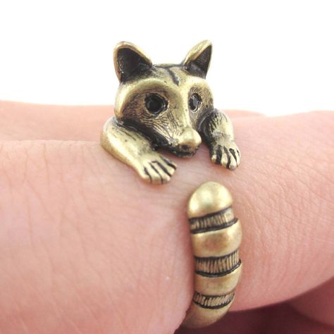 Adorable Raccoon Wrapped Around Your Finger Shaped Animal Ring in Brass ➤➤➤ https://goo.gl/5P29D5   #dotoly #animaljewellery #animaljewelry #animalthemedgifts #giftsforanimallovers White Toy Poodle, Animal Wrap Rings, Animal Hugs, Ceramic Pendant Necklace, Bull Cow, Animal Ring, Dog Ring, Animal Rings, Detailed Ring