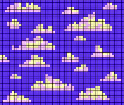 Variations On A Cloud, Crochet Graphs, Clouds Alpha Pattern, Grid Patterns, Cloud Alpha Pattern, Acnh Design, Pixel Image, Alpha Pattern, Grid Pattern