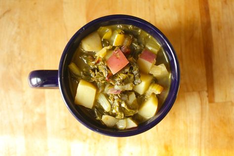 Rainbow Chard and Potato Soup Chard Soup, Soups Vegetarian, Easy Potatoes, December Recipes, October Recipes, Vegetarian Roast, Whole Food Plant Based Recipes, Rainbow Chard, Soup Chowder