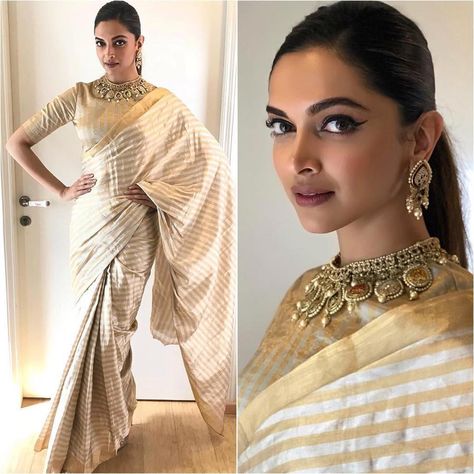 Round Neck Blouse Designs/Ideas To Improve Saree Style • Keep Me Stylish Deepika Jewellery, Deepika Padukone Saree, Sabyasachi Sarees, Deepika Padukone Style, Raw Mango, Indian Saree Blouse, Indian Woman, Saree Trends, Blouse Neck Designs