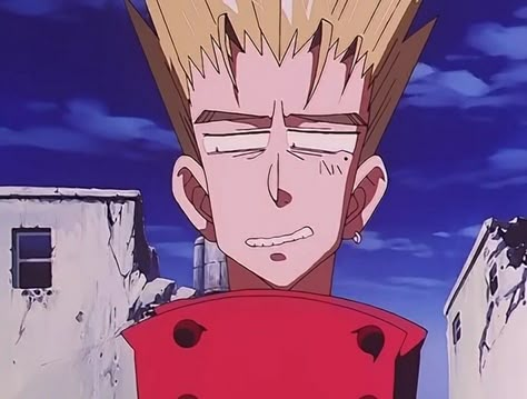 Trigun Reaction Image, Vash 1998, Space Dandy, Trigun Stampede, Rawr Xd, Reaction Face, Anime Expressions, 90s Anime, Character Design Male