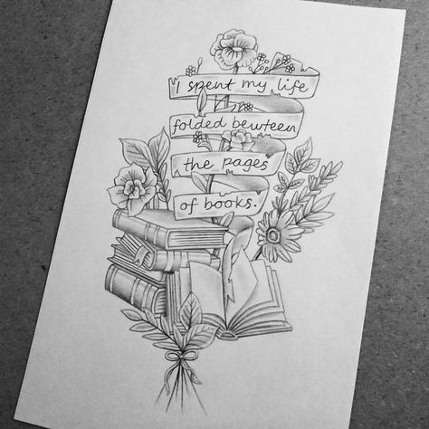 Drawing Of Books, Book Quotes Tattoo, Book Inspired Tattoos, Book Lover Tattoo, Lover Tattoo, Bookish Tattoos, Tattoo Zeichnungen, Tattoos For Lovers, Gothic Tattoo