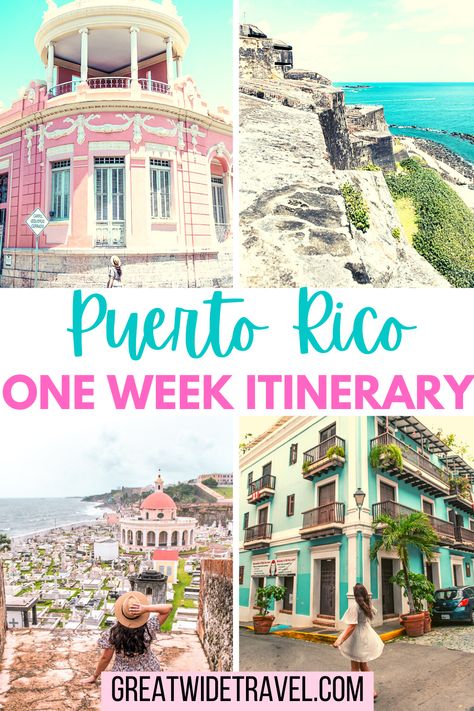 One Week Itinerary, Puerto Rico Trip, Puerto Rico Vacation, Old San Juan, Caribbean Beaches, Caribbean Travel, South America Travel, Caribbean Islands, America Travel