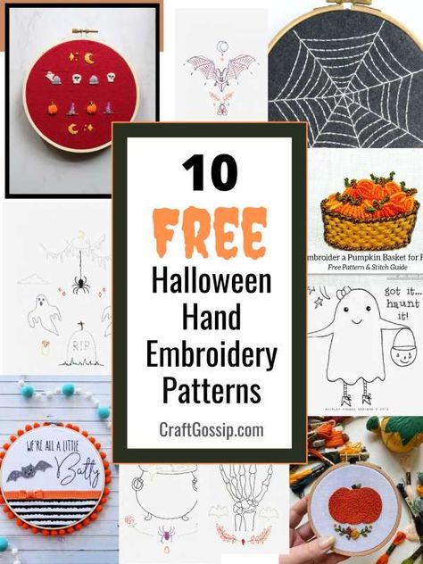 Halloween Hand Embroidery, Embroidered Christmas Ornaments, Free Cross Stitch Designs, Alphabet Patterns, Fall Embroidery Designs, Hand Embroidery Patterns Free, Applique Stitches, Holiday Embroidery, Halloween Embroidery Designs