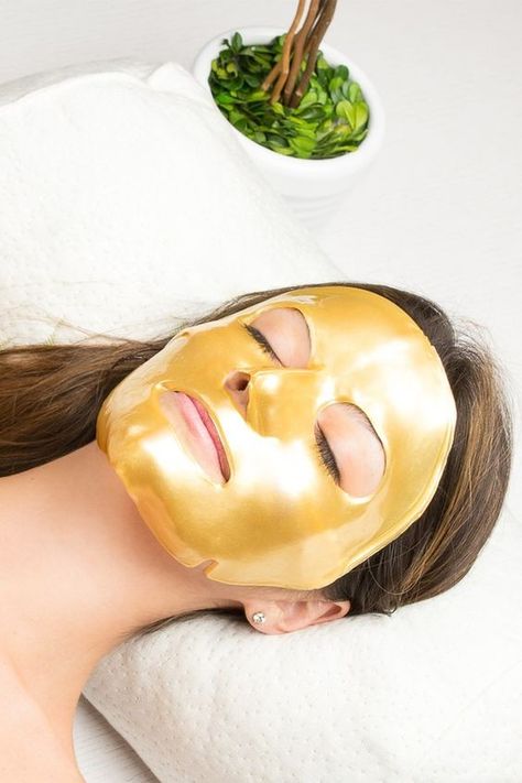 Gold Mask Facial, Gold Skin Care, Younique Skin Care, Gold Facial, Gold Face Mask, Collagen Facial, Gold Skin, Skin Care Masks, Midas Touch