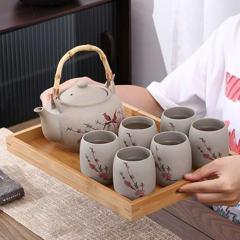 Tea Table Settings, Quirky Kitchen Decor, Red Teapot, Quirky Kitchen, Japanese Tea Set, Pretty Tea Cups, Pretty Tea, Ceramic Tea Set, Porcelain Tea Set