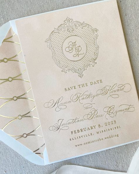 we’ll be swooning over this save the date for a while 🥰💗 featuring dreamy blush suede paper and a beautiful custom wedding monogram that shines in metallic foil, Anna Kate & Pace‘s save the date was tied with a cream silk ribbon and sealed with a coordinating blush & foil envelope liner. we cannot wait to see what unfolds for this cute couple’s wedding invitation suite - stay tuned! Custom Wedding Monogram, Envelope Liner, Wedding Monogram, Cream Silk, Metallic Foil, Envelope Liners, Monogram Wedding, Wedding Invitation Suite, Invitation Suite