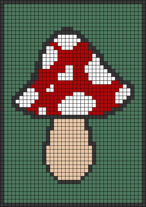 Crochet 2d Mushroom, Mushroom Cross Stitch Pattern Easy, Crochet Mushroom Tapestry Pattern Free, Cute Mushroom Cross Stitch, Crochet Tapestry Mushroom, Mushroom Crochet Square, Cross Stitch Patterns Mushroom, Mushroom Tapestry Crochet Pattern, Plastic Canvas Mushroom Patterns