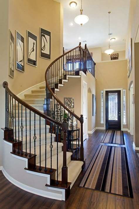 California Staircase, Round Stairs Design, Metal Shop Houses, Barndominium With Shop, Affordable Barndominium, Barndominium House Plans, Wrought Iron Spindles, Shop Houses, Round Stairs