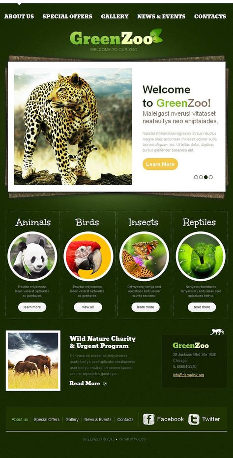 Zoo Facebook HTML CMS Template  #Facebook #Zoo #HTML Nonprofit Website Design, Forest Inspiration, Zoo Tickets, Nonprofit Website, Zoo Project, Safari Photography, Template Facebook, Mini Site, Best Website Templates