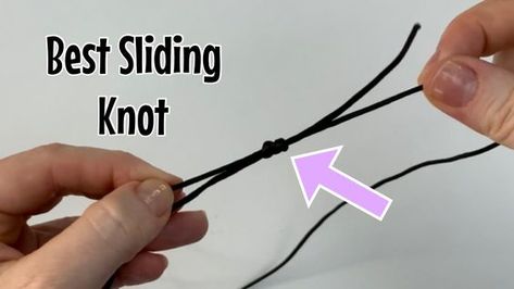 Best adjustable sliding knots for necklaces and bracelets How To Tie A Sliding Knot Necklaces, Sliding Knot Necklace Tutorials, Adjustable Cord Necklace Sliding Knot, Slip Knot For Necklace, Slide Knot Necklace, Necklace Cord Ideas, Necklace Knot Adjustable, Bracelet Sliding Knot Tutorial, Adjustable Necklace Diy Sliding Knot