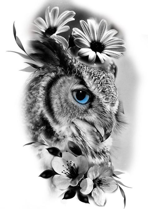 Realist Owl Tattoo, Owl Tattoo Template, The Owl Tattoo Design, Floral Owl Tattoo Design, Large Owl Tattoo, Fierce Owl Tattoo, Unique Owl Tattoo Ideas, Owl Tattoo Drawings Realistic, Owl Face Tattoo Design