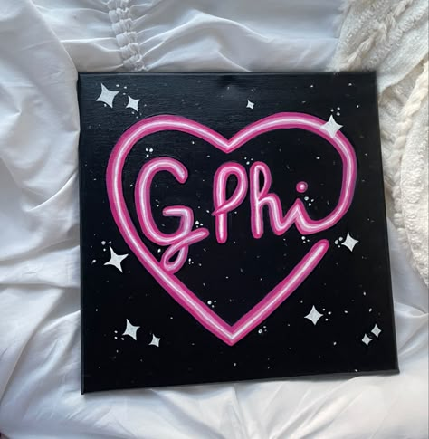 Gphi Paintings, Sorority Craft Ideas, Gphi Canvas Paintings, Sorority Painting Canvases, Big Little Canvas Sorority, Chi Omega Paintings Sorority Canvas, Big Little Canvas Ideas, Tri Delta Canvas Painting, Easy Sorority Canvas