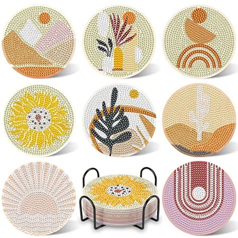 UPINS 8Pcs Boho Diamond Art Painting Coasters for Drinks DIY Coaster Diamond Art Kits for Adults Kids Beginners Diamond Art Craft Supplies (Boho) Diy Coaster, Art Kits For Adults, Painting Coasters, Diamond Art Kits, Coaster Art, Christmas Diamonds, Diamond Art Painting, Diy Coasters, Art Kits