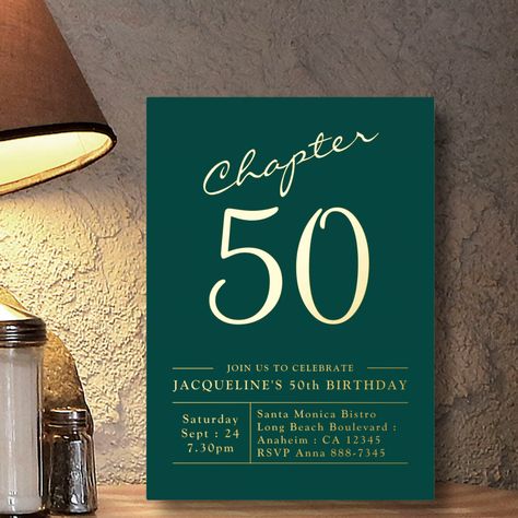 50th Birthday Invites For Men, 50th Birthday Invitation, Calendar Design Template, Gold Foil Invitation, Invite Ideas, 90's Birthday Party, Invitation Maker, Photo Birthday Invitations, 50th Birthday Invitations