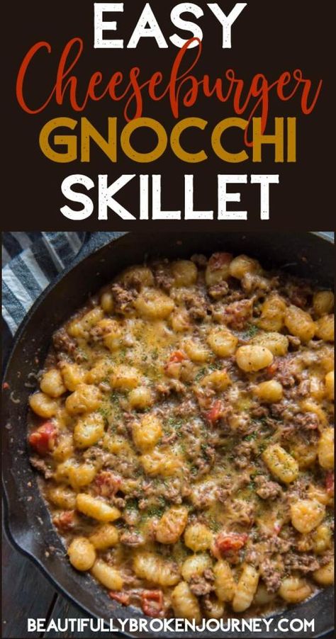 This easy and delicious cheeseburger gnocchi skillet is bursting with flavor! Cheeseburger Gnocchi, Ww Casseroles, Yummy Nummies, Gnocchi Recipes Easy, Gnocchi Dishes, Stuffed Pasta, Ww Freestyle, Love Your Body, Simply Filling