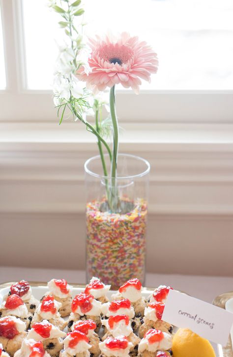 Baby Girl Sprinkle Sprinkle Shower Centerpiece Ideas, Sprinkle Centerpiece Ideas, Sprinkle Flower Centerpiece, Baby Sprinkle Girl Theme, Sprinkles Flower Arrangement, Sprinkles Baby Shower Ideas Girl, Sprinkle Centerpieces, Baby Girl Sprinkle Ideas, Sprinkle Flower Vases