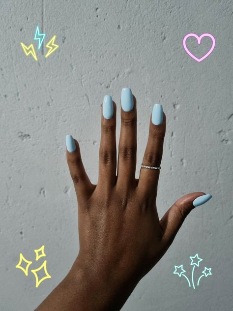 Milk Blue Nails, Natural Blue Nails, Blue Gel Nails Short, Light Blue Gel Nails, Gelish Nails Colors, Blueberry Milk Nails, Pastel Blue Nails, Light Blue Nail Designs, Soft Gel Tips