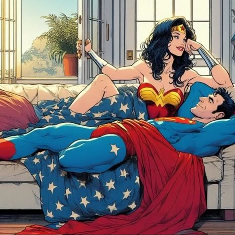 Wonder Woman And Superman, Wonder Woman Artwork, Superman Love, Catwoman Comic, Superman Artwork, Wonder Woman Art, Superman Art, Comics Love, Best Superhero