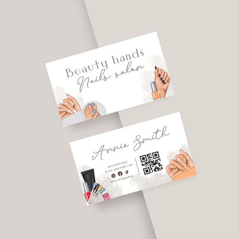 Editable and Printable Nail Tech Business car Nail Tech Business Cards With Qr Code, Nail Gift Card Ideas, Nail Tech Cards, Nail Artist Business Cards, Nail Business Cards Ideas, Nail Cards Business, Business Cards Nails, Nail Business Cards, Nail Tech Business