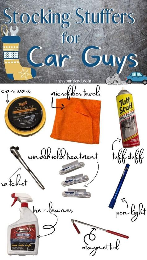 Affordable stocking stuffers for car guys. Fill up his stocking this Christmas with stuff he really wants! This article contains affiliate links to Amazon. If you purchase something, we receive a commission. #stockingstuffers #stockingstuffersforcarguys #carguys #giftsforhim #giftsforcarguys Gifts Guys Actually Want, Gifts For A Car Guy, Car Guy Gifts Boyfriends, Gift Ideas For Car Guys, Stocking Stuffers For Guys, Sticking Stuffers, Gifts For Car Guys, Unique Gift Guide, Guy Gifts