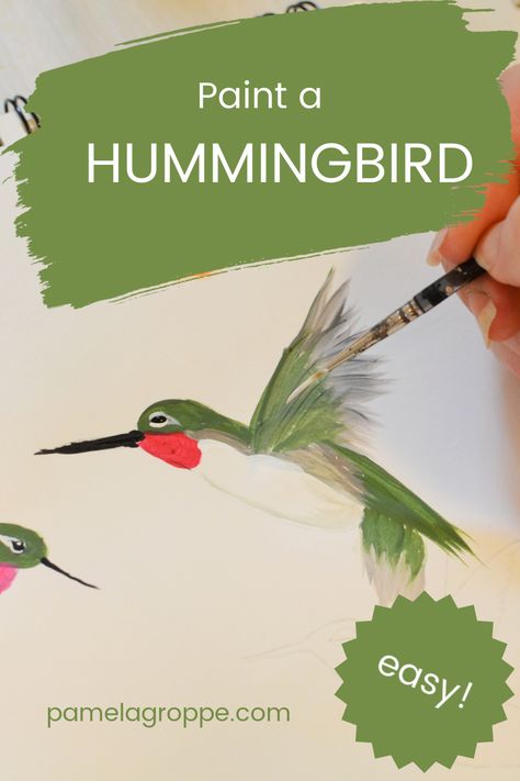 Learn how to paint a hummingbird in acrylics. Easy step by step hummingbird painting tutorial for beginners and experienced painters alike. Painting A Hummingbird With Acrylics, Painting A Hummingbird, Acrylic Painting Hummingbird, How To Paint Hummingbirds Easy, How To Paint A Hummingbird, Hummingbird Painting Easy, Hummingbird Painting Acrylic Easy, Hummingbird Art Painting, Hummingbird Paintings