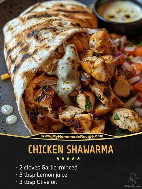 Health Chicken Recipes, Shawarma Ingredients, Chicken Shawarma Recipe, Shawarma Recipe, Chicken Shawarma, Easy Family Meals, Recipes Chicken, Recipes For Beginners, Canning Recipes