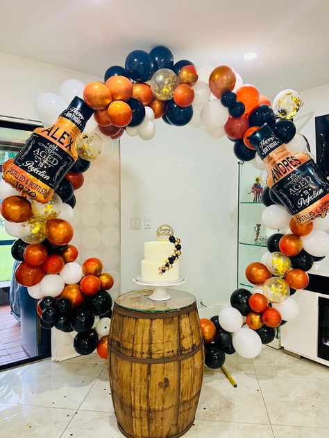 Jack Daniel’s Birthday Party, Whiskey Themed 40th Birthday Party, Ballon Decorations Birthday For Men, Jack Daniels Birthday Theme, Men’s Theme Birthday Party, 23 Birthday Theme Ideas, Men Birthday Theme Ideas, Aged To Perfection Party Theme, 23rd Birthday Themes