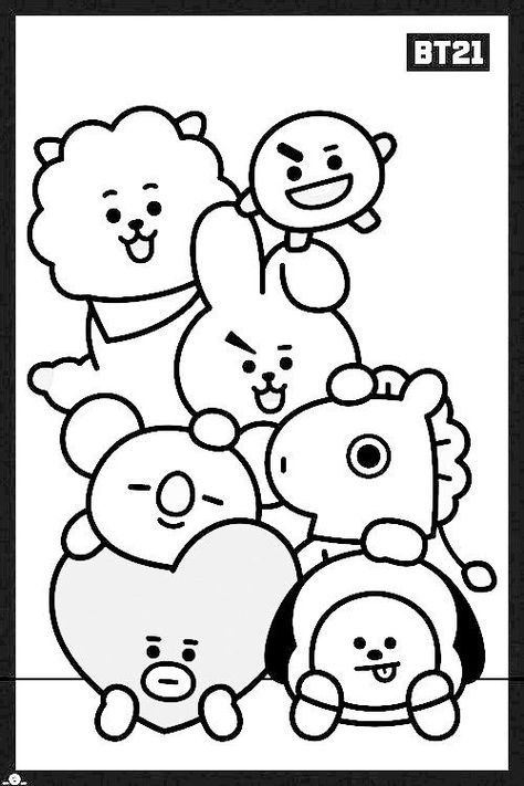 Stray Kids Coloring Page, Bt21 Coloring Pages, Bts Coloring Pages, Drawings To Trace, Kpop Drawings, Cute Doodle Art, Bts Drawings, Bts Chibi, Cute Easy Drawings