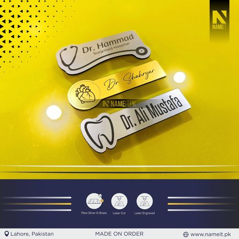 Personalized Premium Badges, Bulk order accepting. SHOP NOW. https://www.nameit.pk/.../personalized-premium-name... #BadgeDesign #BadgeCollection #BadgeEnthusiast #BadgeLover #BadgeAddict #BadgeLife #BadgeCollector #BadgeArt #CustomBadges #PinBadges #BadgeFashion #BadgeCommunity #BadgeObsession #BadgeSwag #BadgeInspiration #BadgeStyle #BadgeGoals #BadgeLove #BadgeParty #BadgeHoarder #corporate #corporateevents Medical Quotes, Dental Design, Laser Cut Wood Crafts, Name Badges, Laser Cut Wood, Bulk Order, Pin Badges, Plexus Products, Laser Engraving