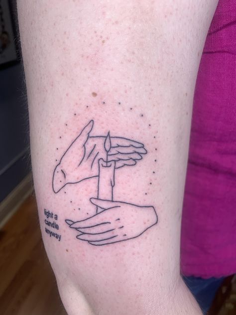 @electricxjoe on Instagram | Minimalist hand candle outline Candle Tattoo Design, Candle Tattoo, Finger Tattoo For Women, Party Tattoos, Make Tattoo, Poke Tattoo, Tattoo Cover, Time Tattoos, Minimal Tattoo