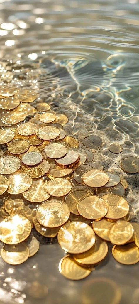 Gold Money Aesthetic, Gold Coins Aesthetic, Money Background Aesthetic, Prosperity Wallpaper, Prosperity Aesthetic, Coins Aesthetic, Aesthetic Abundance, Gold Money Wallpaper, Money Wallpaper Aesthetic