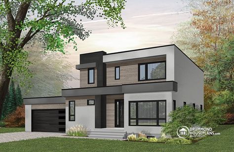 Rumah Minecraft Sederhana, Exterior Houses, Two Story House, Bungalow Exterior, Watercolor Architecture, Modern Style House Plans, Zoom Meeting, Gardens Design, Modern Style Homes