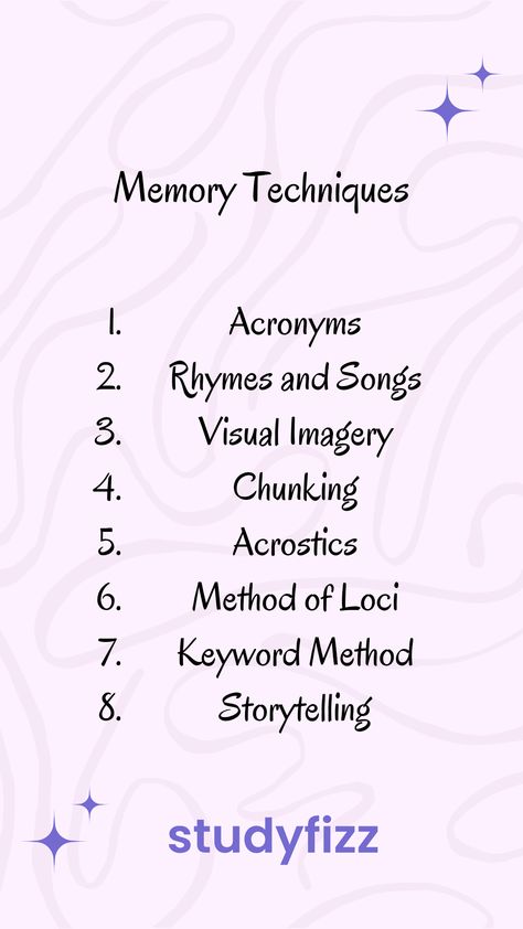 Discover the world of memory techniques with mnemonics! Mnemonics are powerful tools that can help you remember and recall information more effectively. Explore creative mnemonic strategies and start boosting your memory today. Mnemonics Techniques, Memorizing Tips, Teas Test Prep, Memory Techniques, Memorization Techniques, Memory Exercises, Project 2025, Classroom Helpers, Mental Health Activities