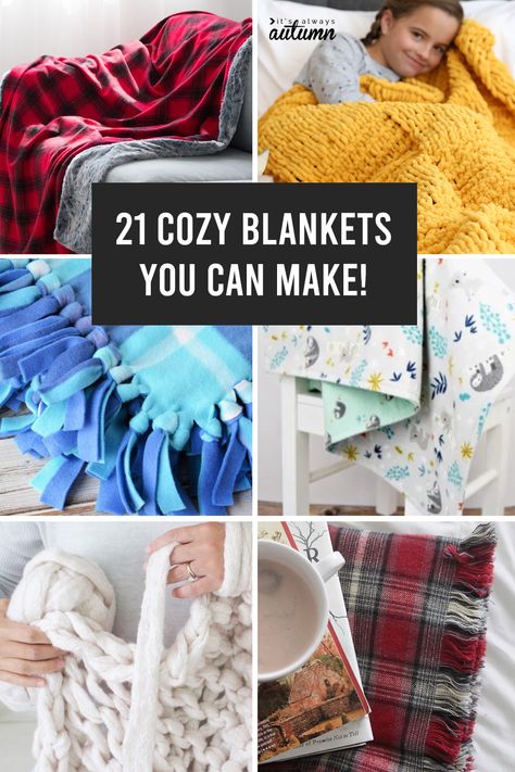 Learn how to make a gorgeous blanket in just a few hours with one of these easy to follow blanket tutorials. Blanket Made By Hand, Hand Tied Blanket, Homemade Blanket Ideas, How To Make Blankets, How To Make A Blanket, Christmas Blanket Pattern, Knotted Blanket, Crochet Christmas Blanket, Weighted Blanket Diy