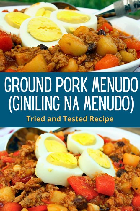 Ground Pork Filipino Recipe, Beef Menudo Recipe, Menudo Recipe Filipino, Menudo Recipe Authentic, Pork Menudo Recipe, Pork Menudo, Menudo Recipe, Filipino Foods, Pork Stew