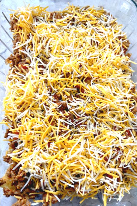 Taco Casserole With Tortillas Chips, Taco Casserole Bake With Tortilla Chips, Taco Casserole With Refried Beans, Hamburger Taco Casserole, Mexican Casserole With Corn Tortillas, Leftover Taco Meat Recipes Easy Meals, Make Ahead Taco Casserole, Taco Bake Casserole With Tortillas, Taco Hotdish