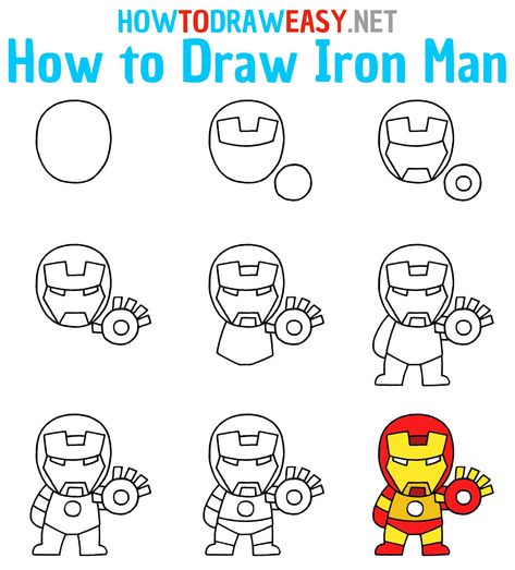 How to Draw Iron Man Step by Step #IronMan #Marvel #Comics #Drawing #EasyDrawing #DrawingTutorials Simple Iron Man Drawing, How To Draw Marvel Characters Easy, Marvel Step By Step Drawings, Marvel Drawings Easy Step By Step, Iron Man Drawing Easy Step By Step, Easy Iron Man Drawing, How To Draw Superhero, How To Draw Iron Man Step By Step, Ironman Drawing Easy