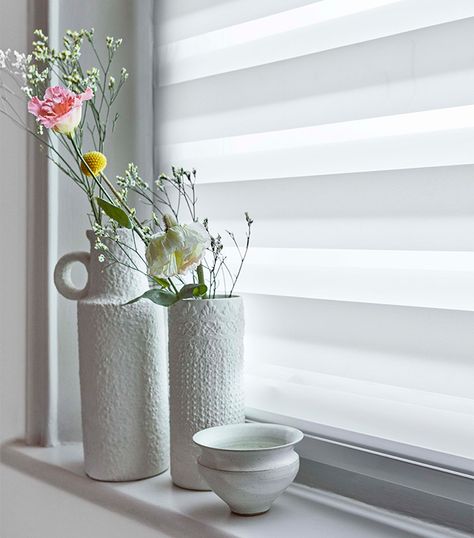 Zebra Blinds: Why Your Home Needs Them | Making Home Window Styling, Minimalist Window, Zebra Shades, White Blinds, Zebra Blinds, Night Blinds, Home Needs, Roller Blind, Window Dressings