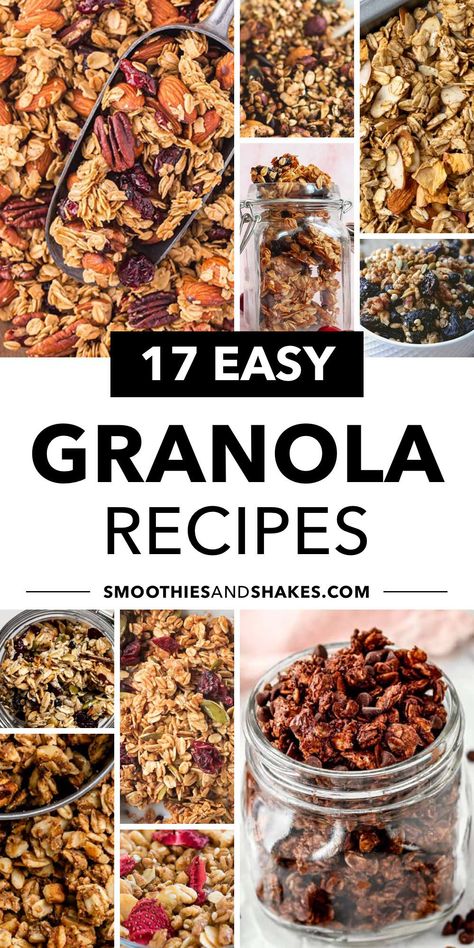 17 Easy Granola Recipes Granola Mix Ideas, Plain Granola Recipe, Quick Oats Granola Recipe, Granola Bark Recipe, How To Make Your Own Granola, Granola Recipe With Quick Oats, Easy Homemade Granola Recipe, Granola Recipes Homemade, Homemade Soft Granola